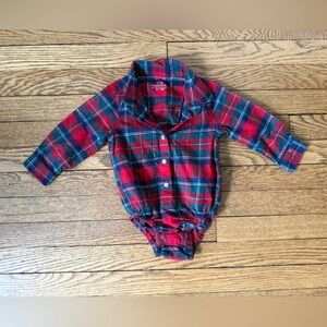 Vineyard Vines Red and Blue Plaid Baby Bodysuit - Size 6-12 Months
